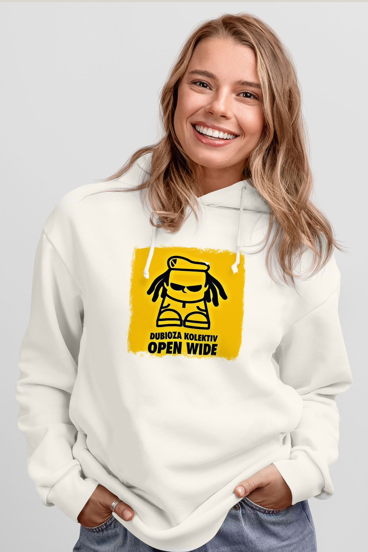 Dubioza Kolektiv Baskılı Unisex Beyaz Hoodie