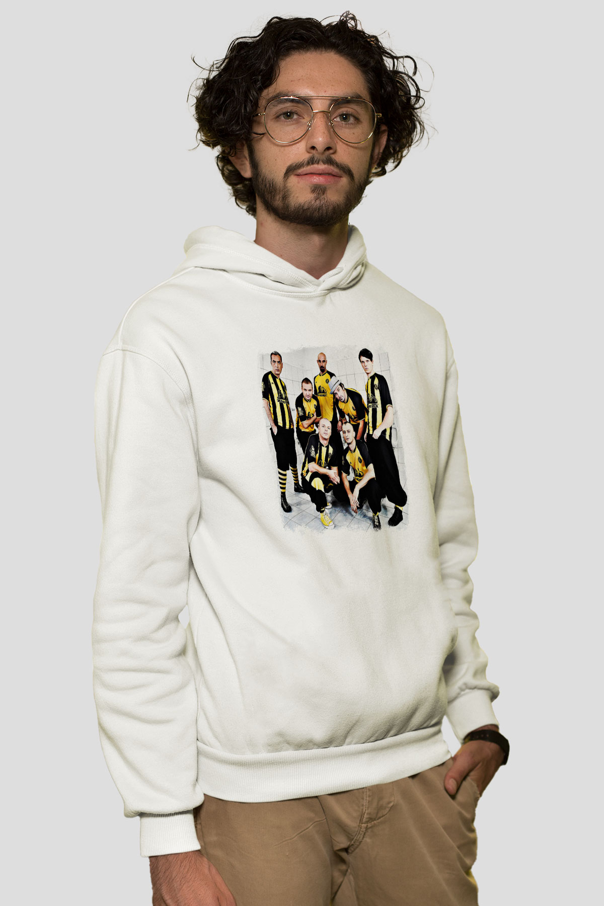 Dubioza Kolektiv Baskılı Unisex Beyaz Hoodie