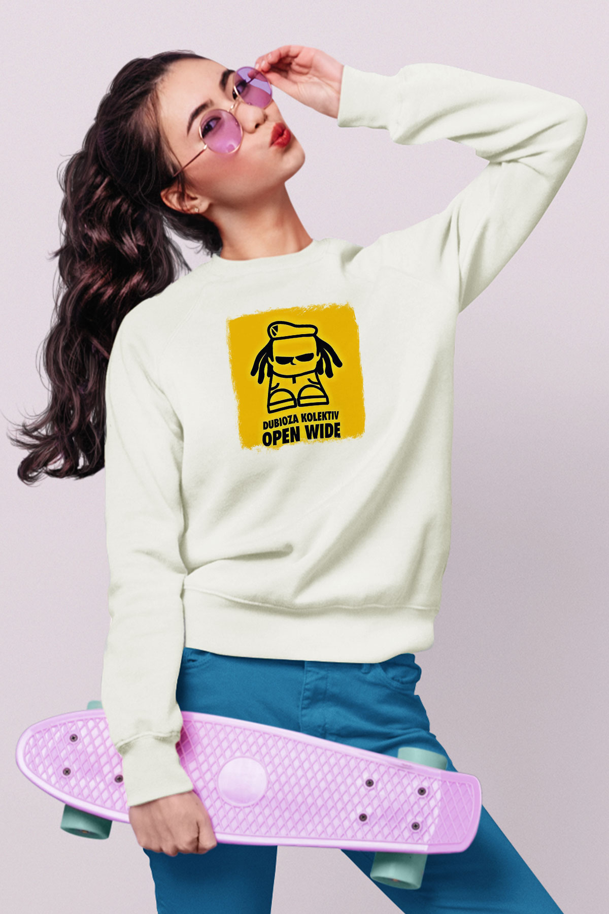 Dubioza Kolektiv Baskılı Unisex Beyaz Sweatshirt