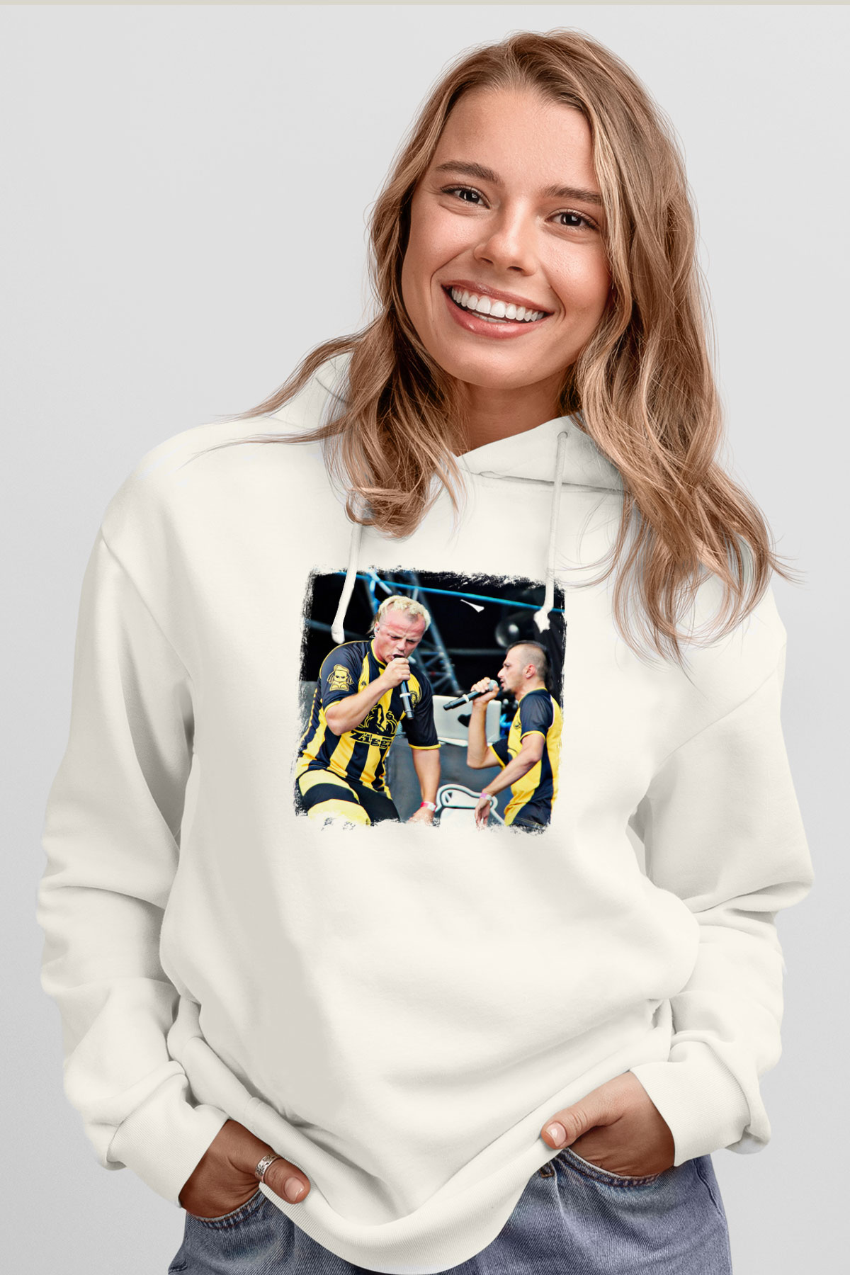 Dubioza Kolektiv Baskılı Unisex Beyaz Hoodie