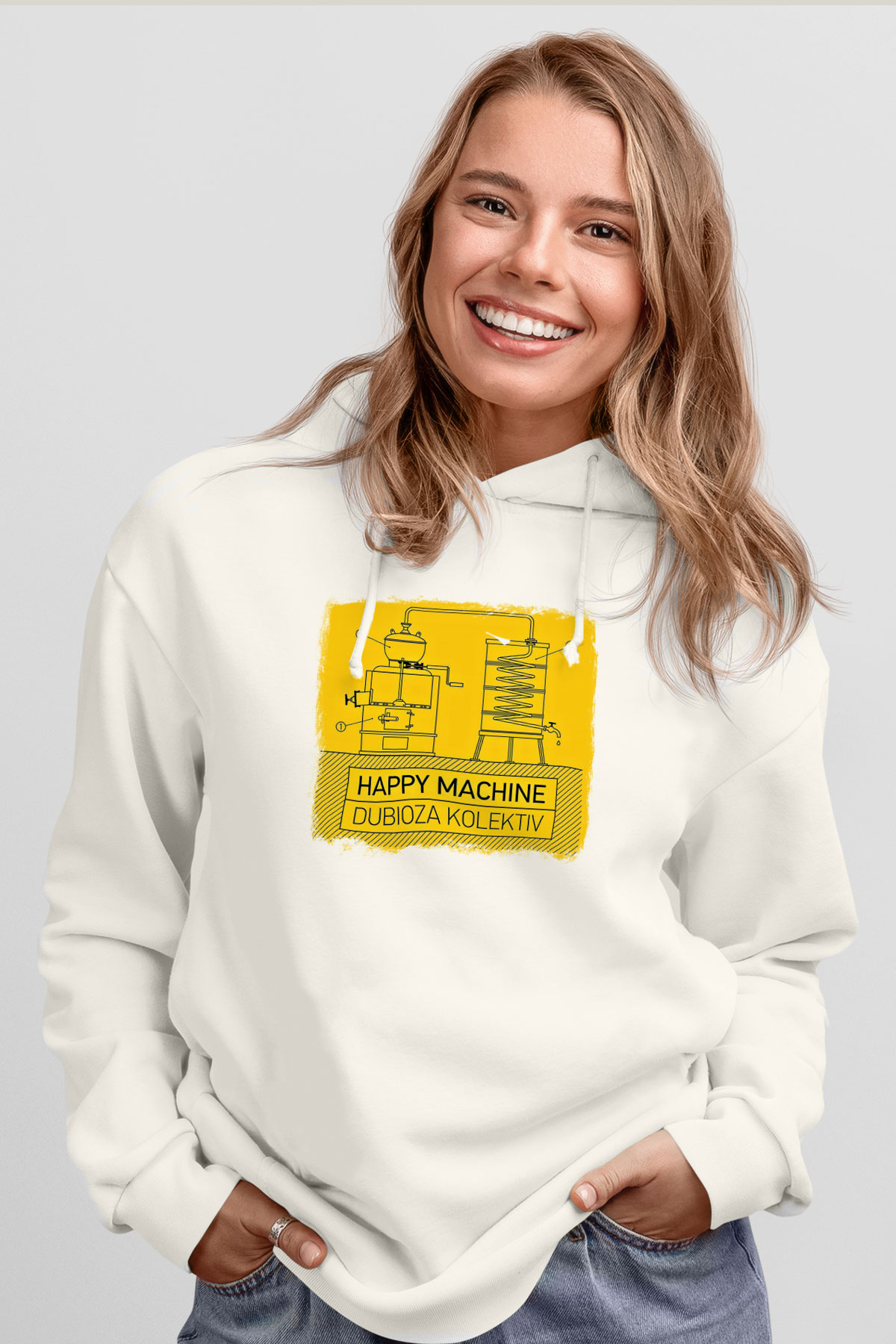 Dubioza Kolektiv Baskılı Unisex Beyaz Hoodie