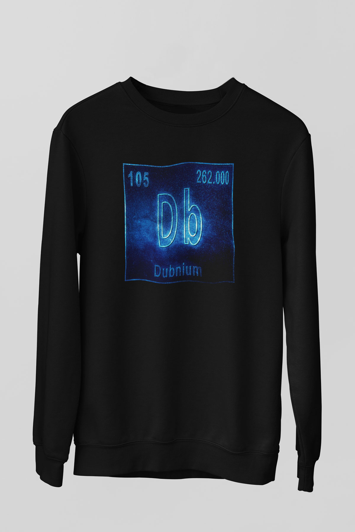 Dubniyum Atom Numarası Baskılı Unisex Siyah Sweatshirt