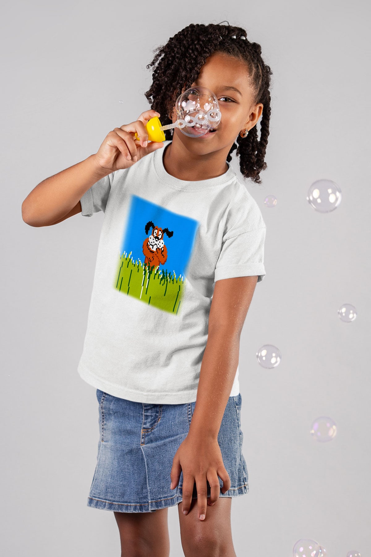 Duck Hunt Baskılı Beyaz Unisex Çocuk Tişört