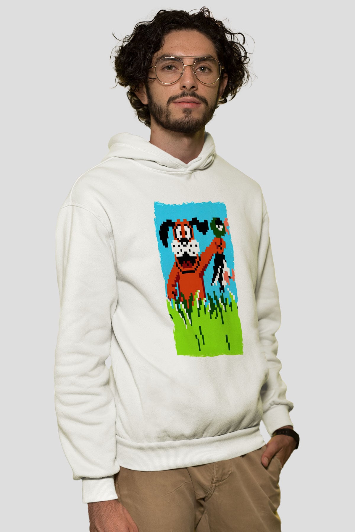 Duck Hunt Beyaz Unisex Hoodie
