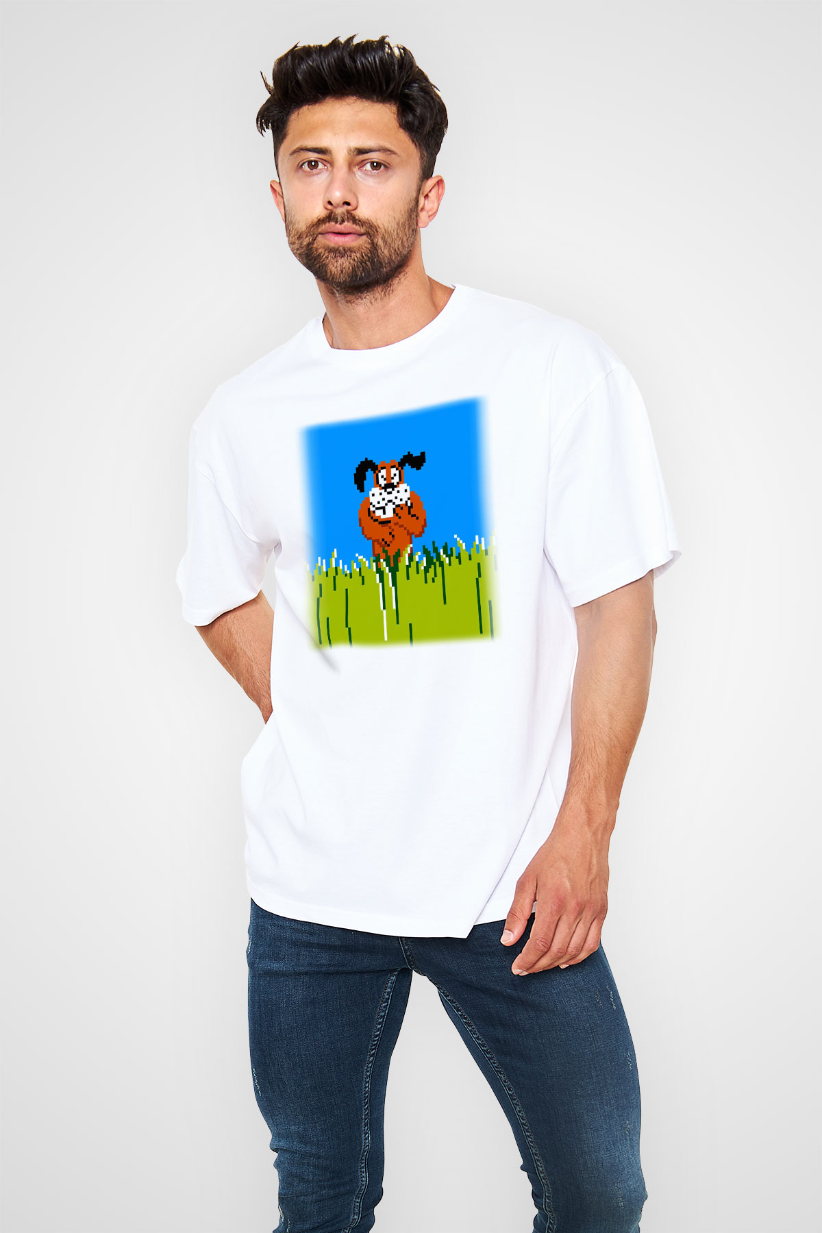Duck Hunt Beyaz Unisex Oversize Tişört T-Shirt