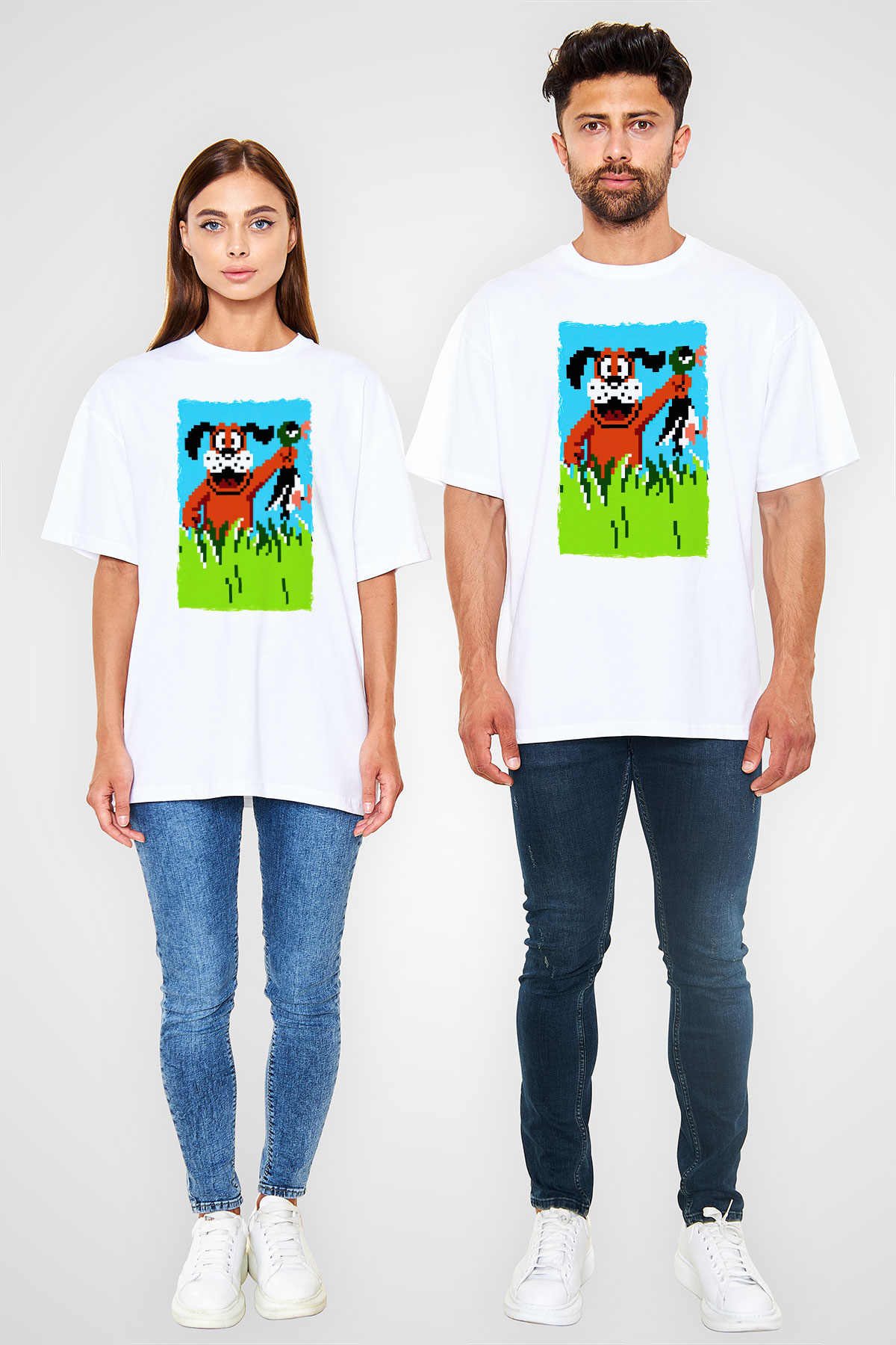 Duck Hunt Beyaz Oversize Tişört Oversize T-shirt