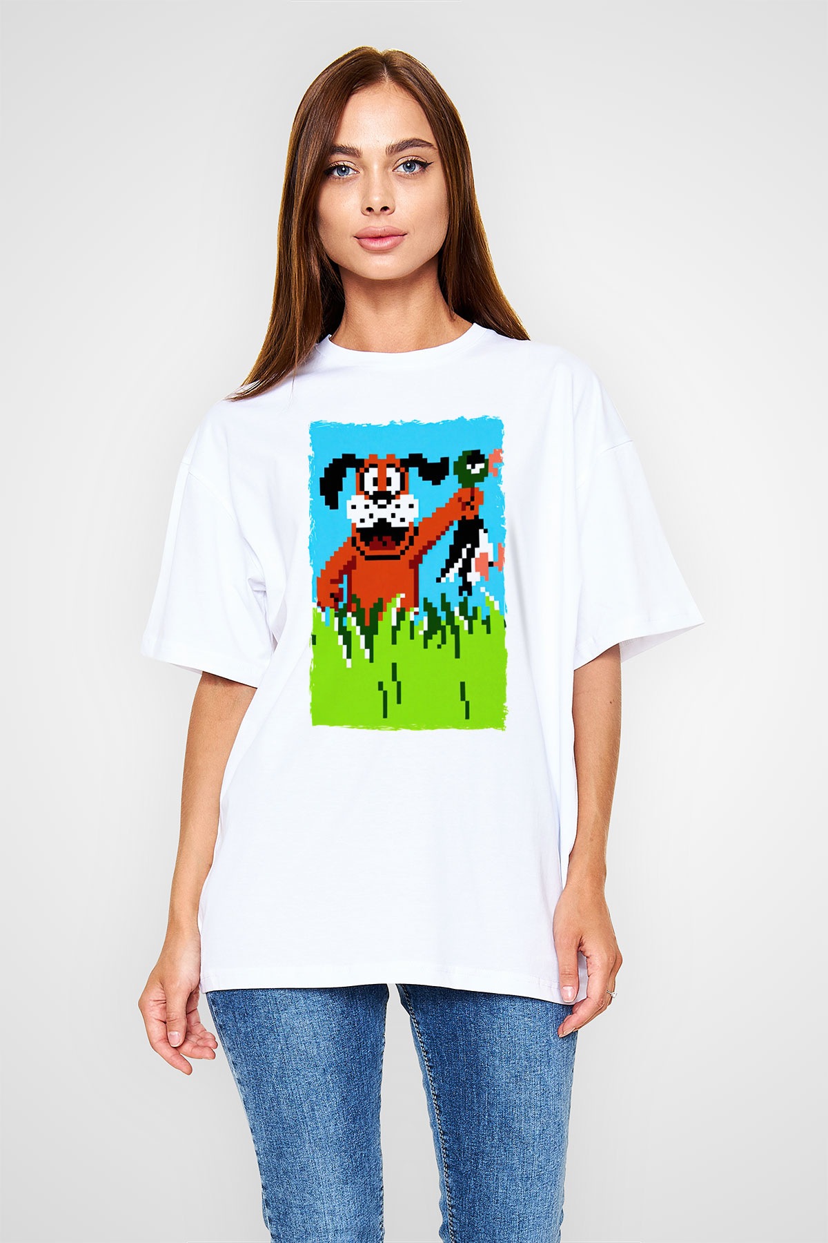 Duck Hunt Beyaz Oversize Tişört Oversize T-shirt