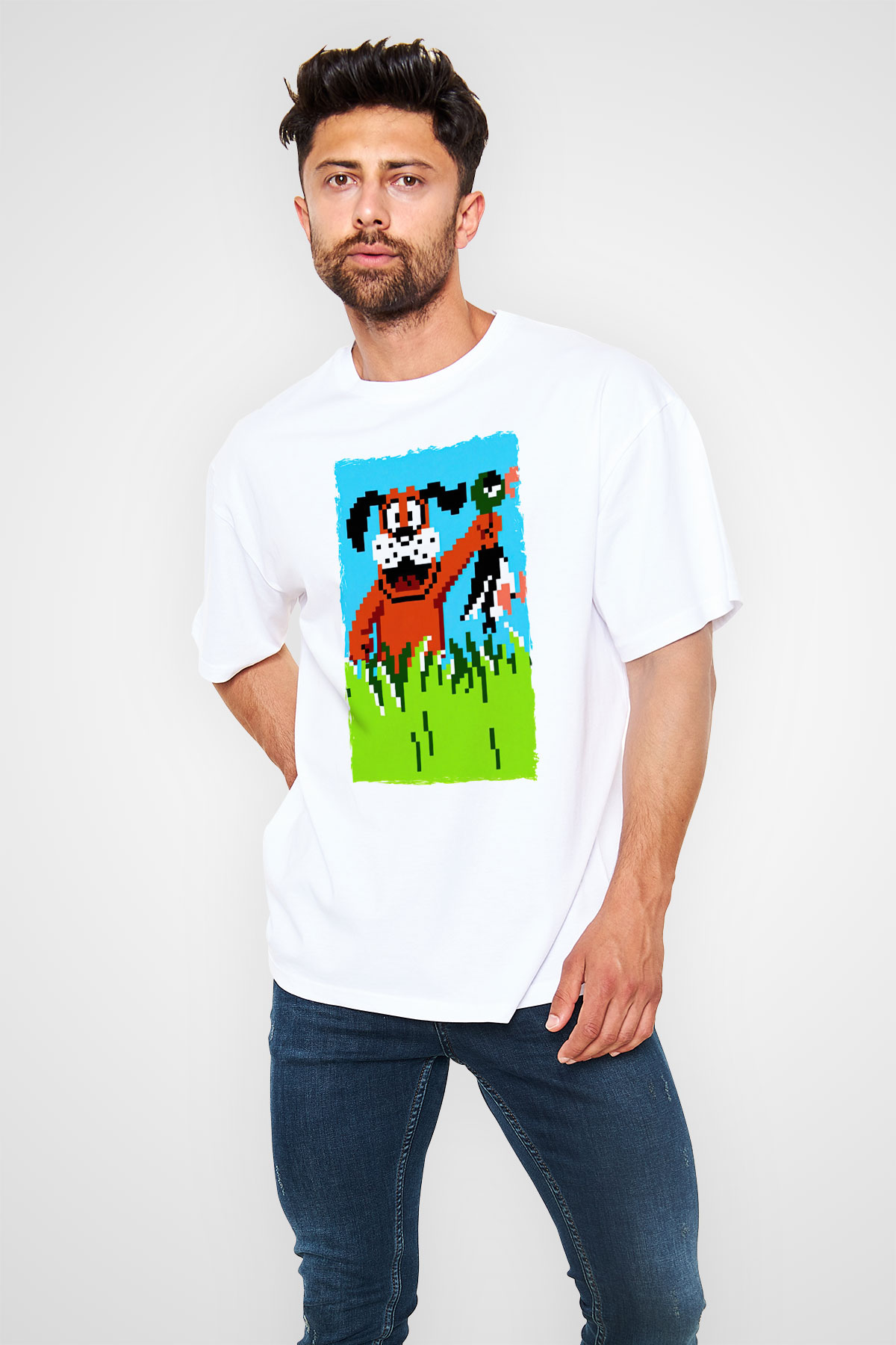 Duck Hunt Beyaz Oversize Tişört Oversize T-shirt