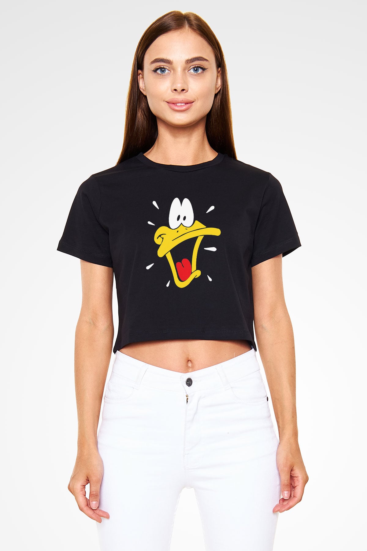DuckTales Siyah Crop Top Tişört