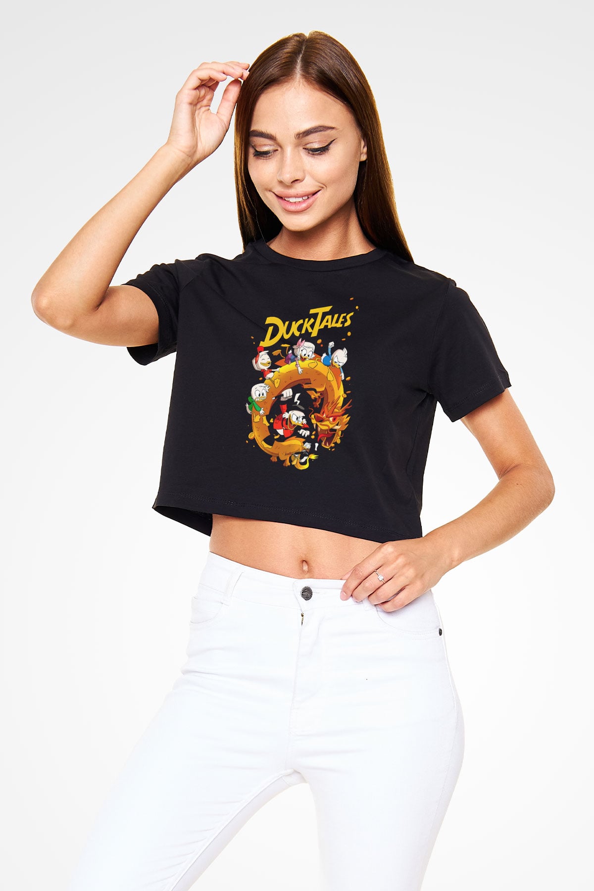 DuckTales Siyah   Crop Top Tişört