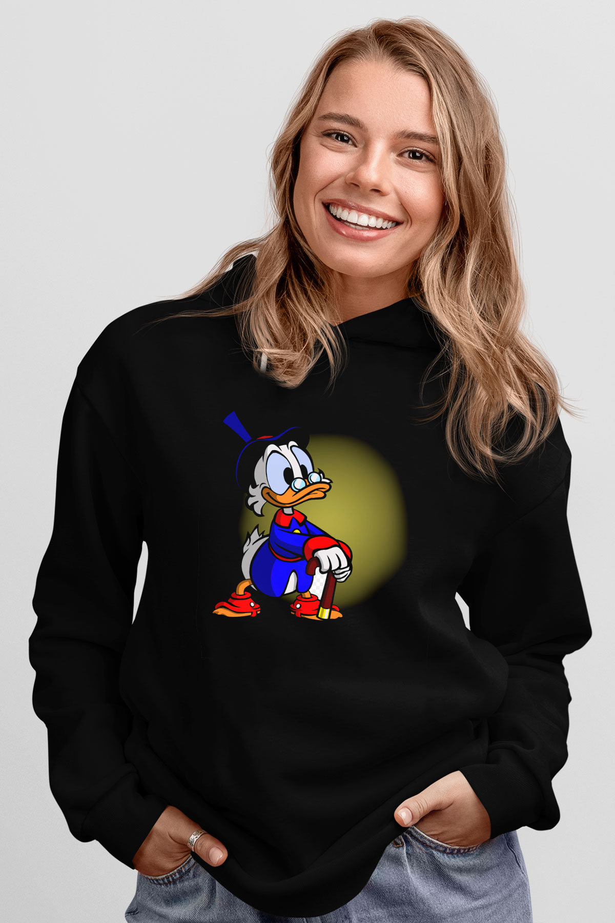 DuckTales Siyah Unisex Kapüşonlu Sweatshirt