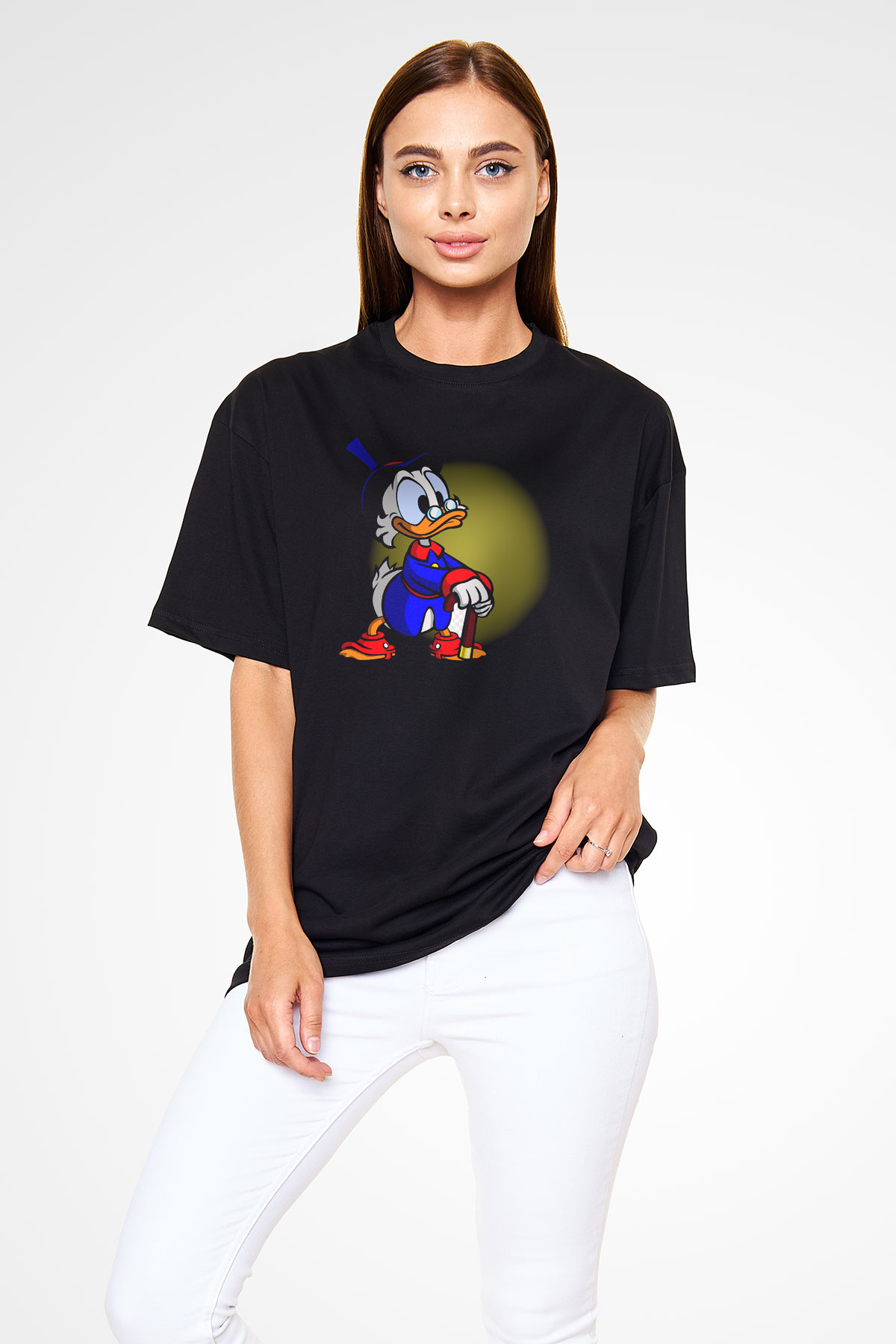 DuckTales Siyah Unisex Oversize Tişört
