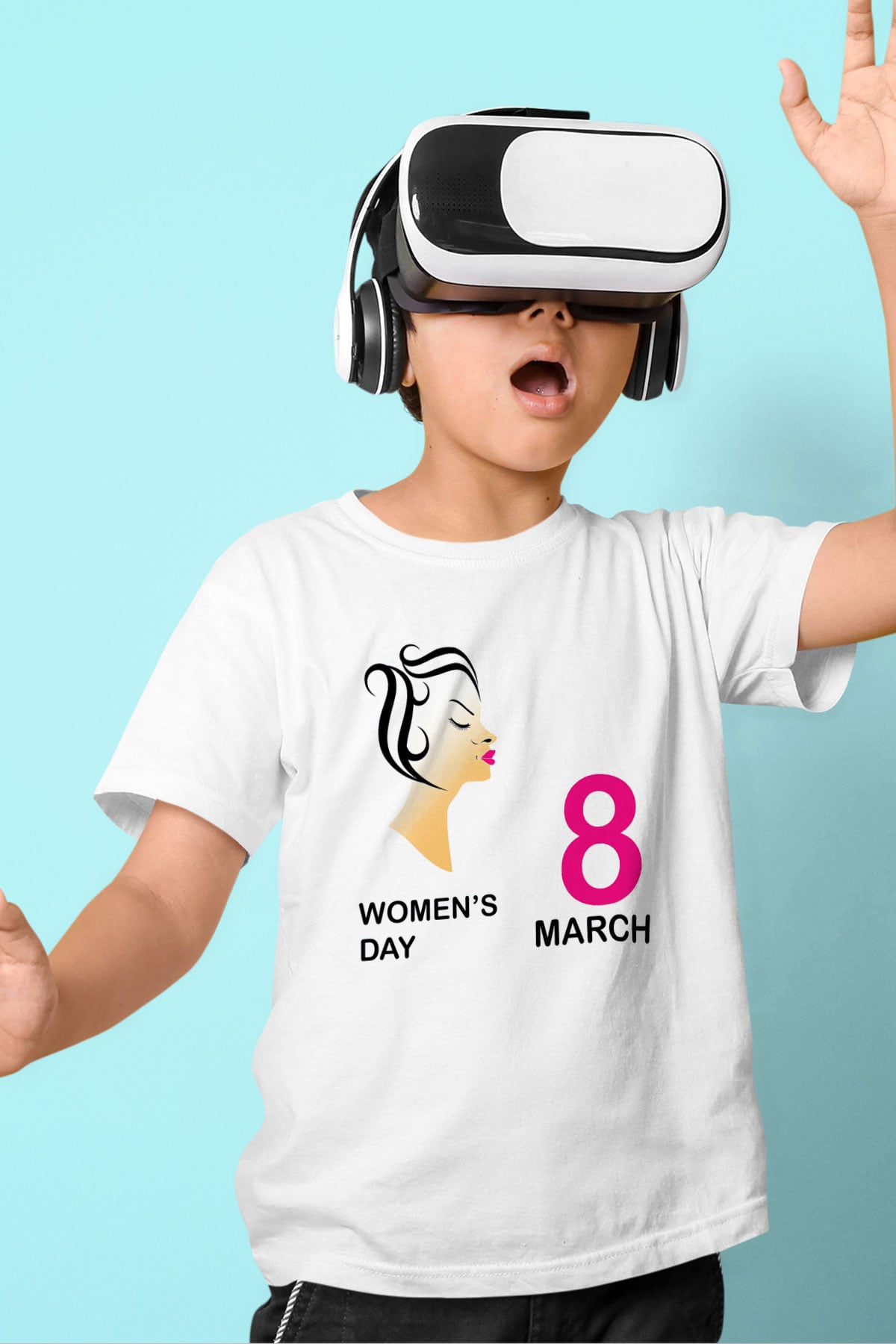 Dünya Kadınlar Günü Beyaz Unisex Çocuk Tişört