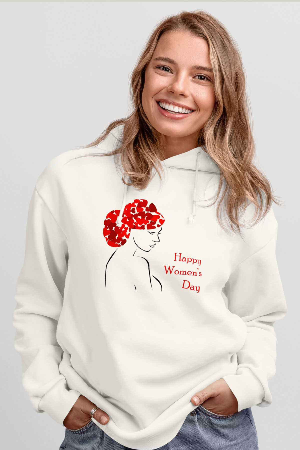 Dünya Kadınlar Günü Beyaz Unisex Hoodie