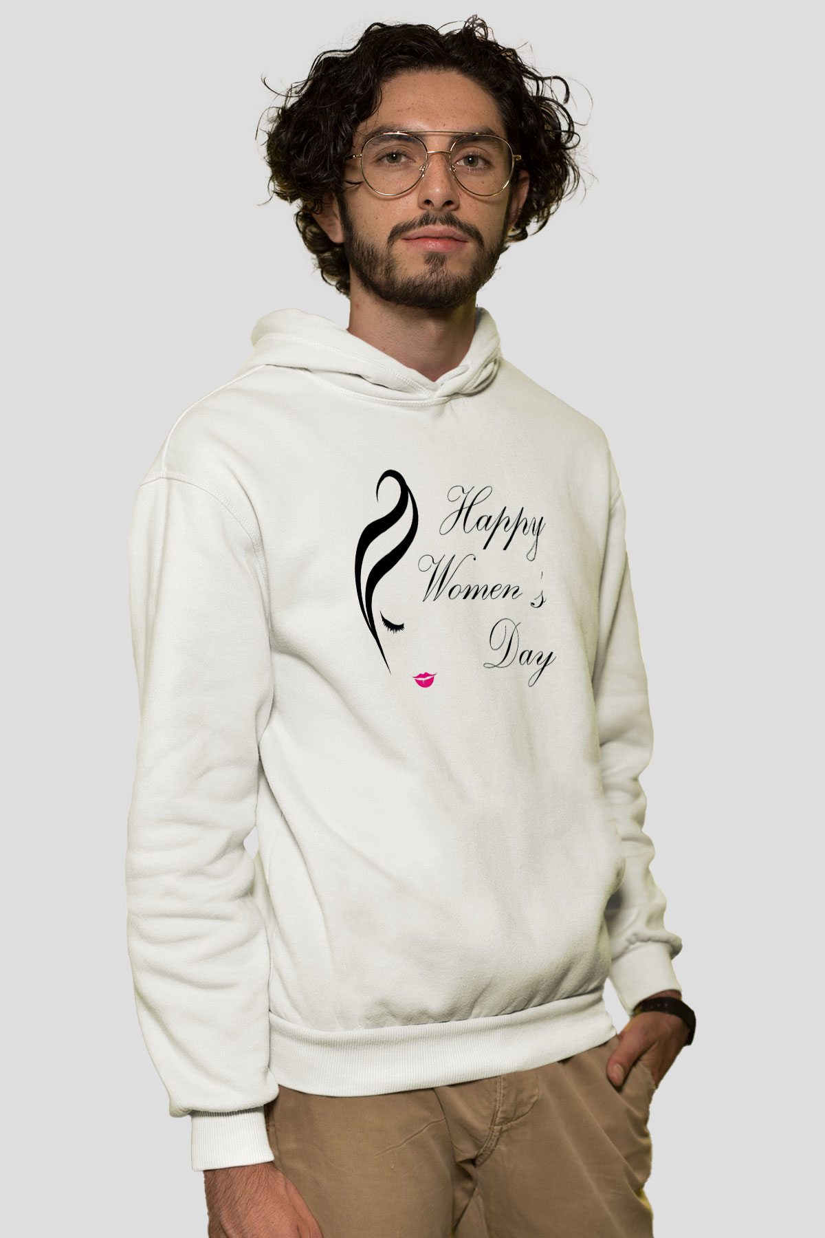 Dünya Kadınlar Günü Beyaz Unisex Hoodie