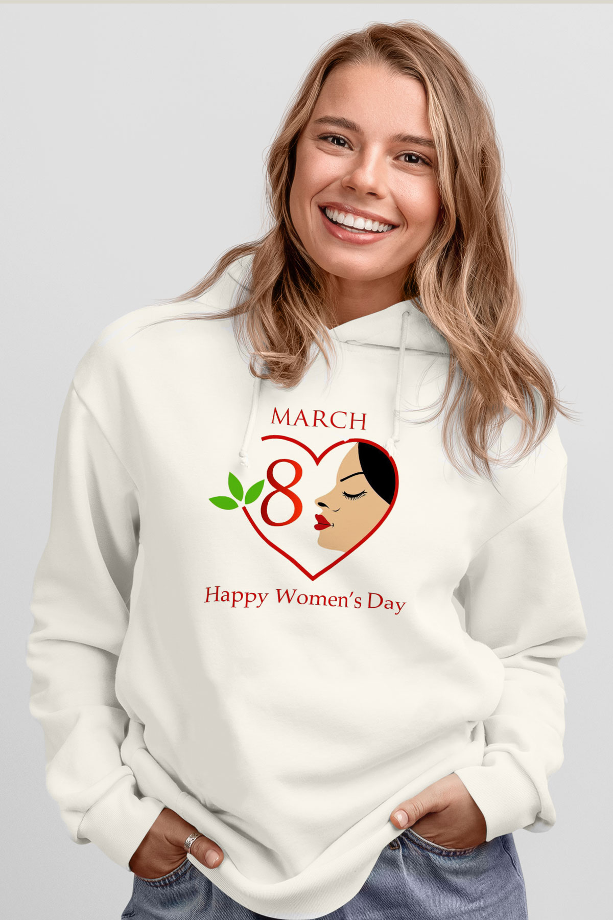 Dünya Kadınlar Günü Beyaz Unisex Hoodie