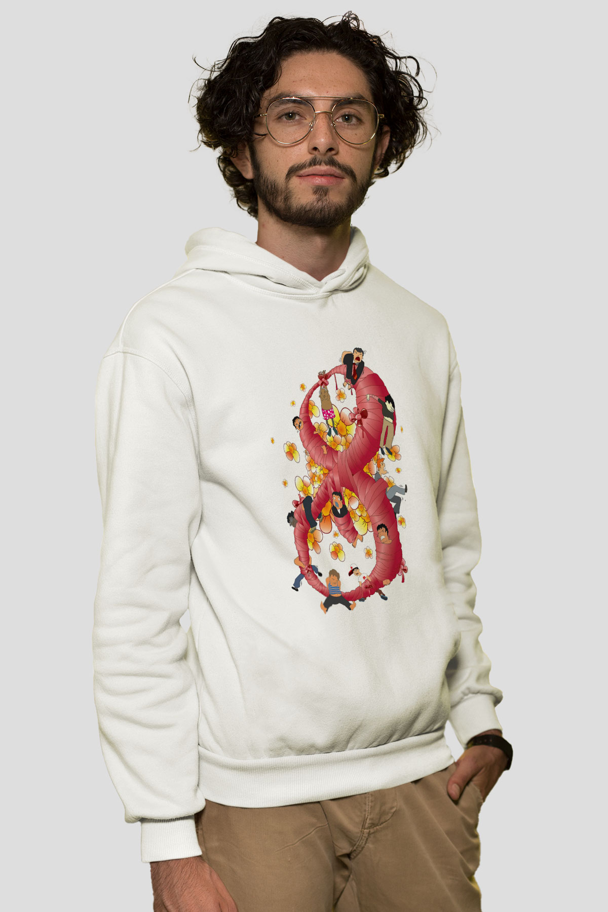 Dünya Kadınlar Günü Beyaz Unisex Kapşonlu Sweatshirt