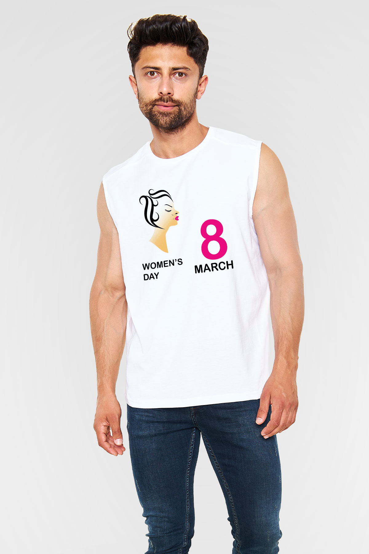 Dünya Kadınlar Günü Beyaz Unisex Kolsuz Tişört
