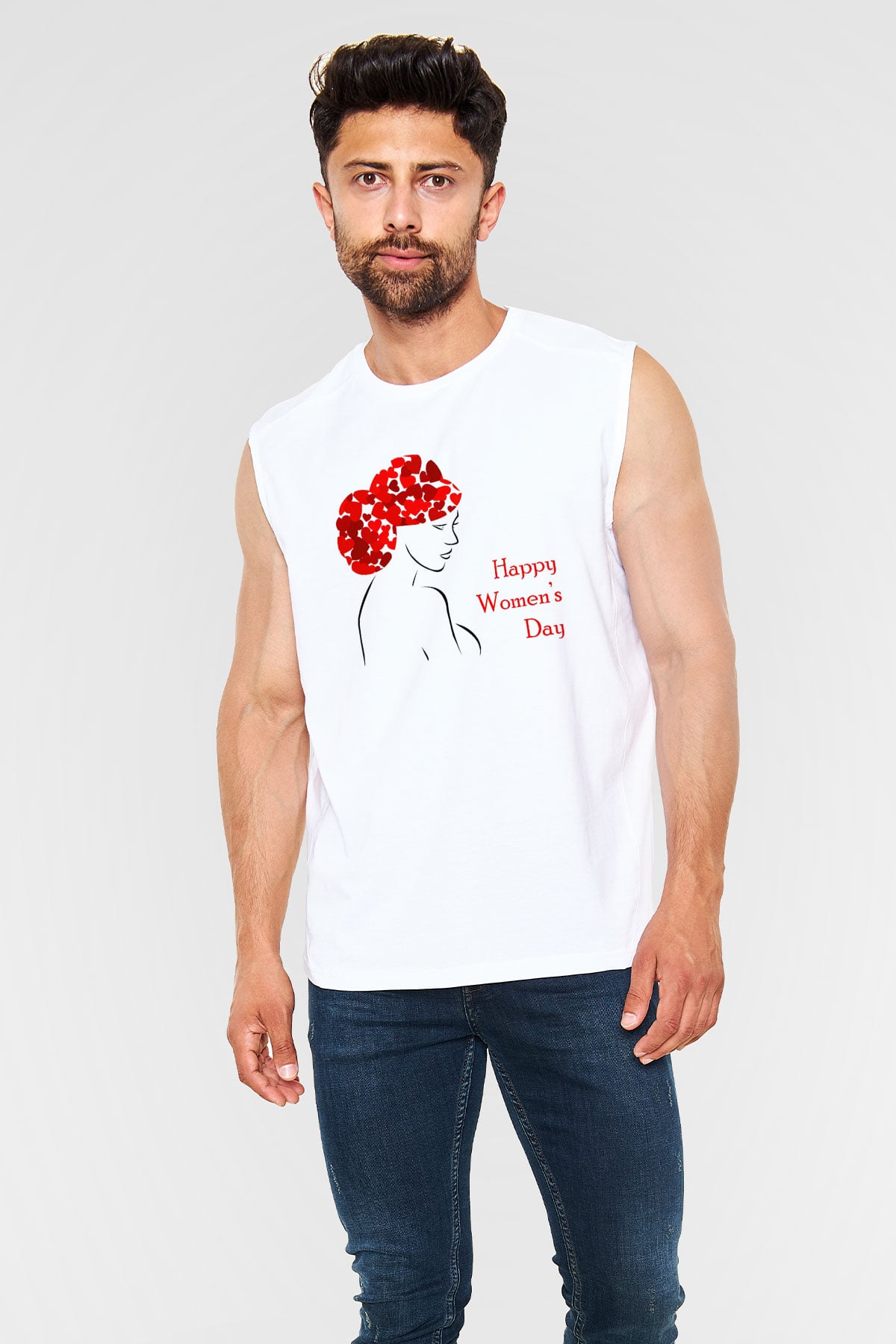 Dünya Kadınlar Günü Beyaz Unisex Kolsuz Tişört