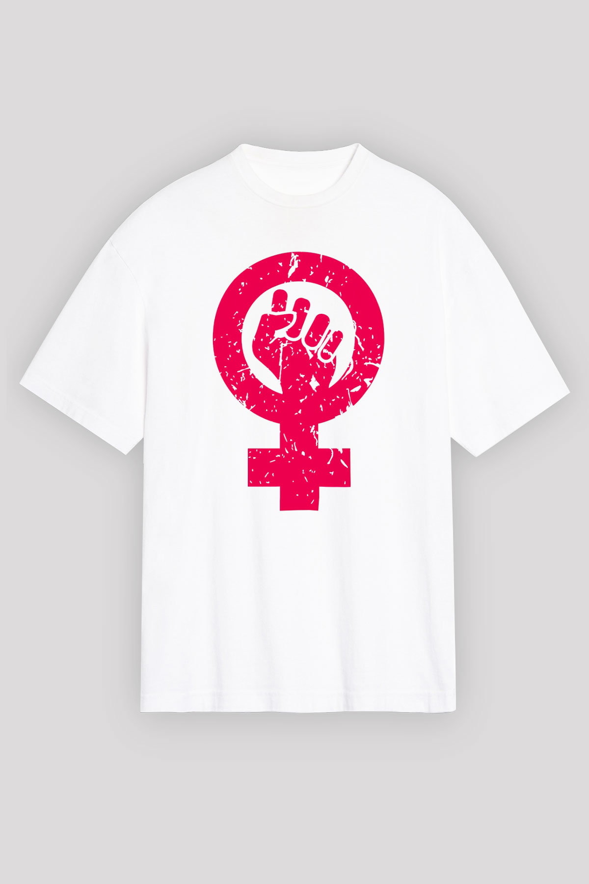 Dünya Kadınlar Günü Beyaz Unisex Oversize Tişört T-Shirt