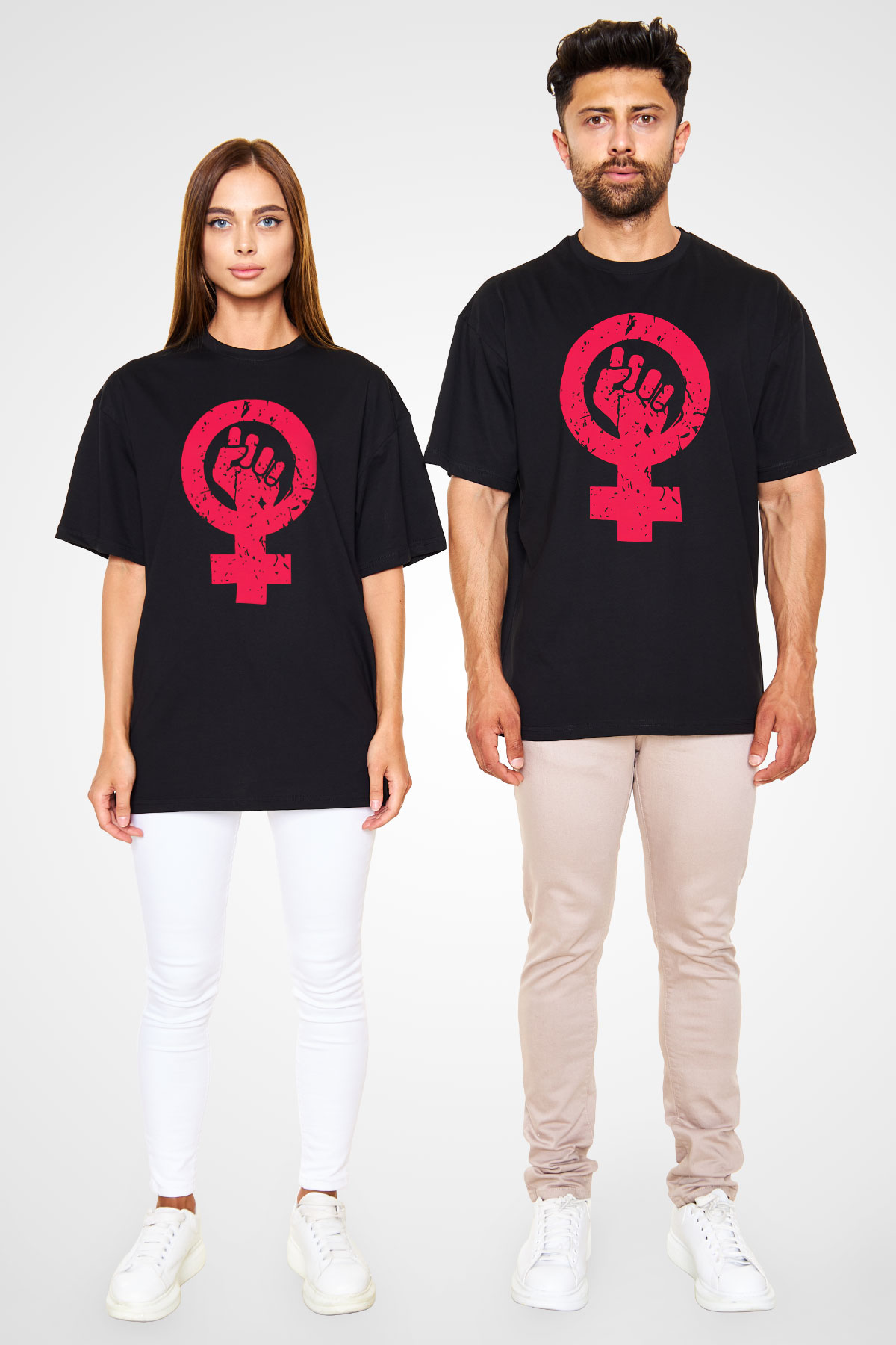 Dünya Kadınlar Günü Siyah Unisex Oversize Tişört T-Shirt