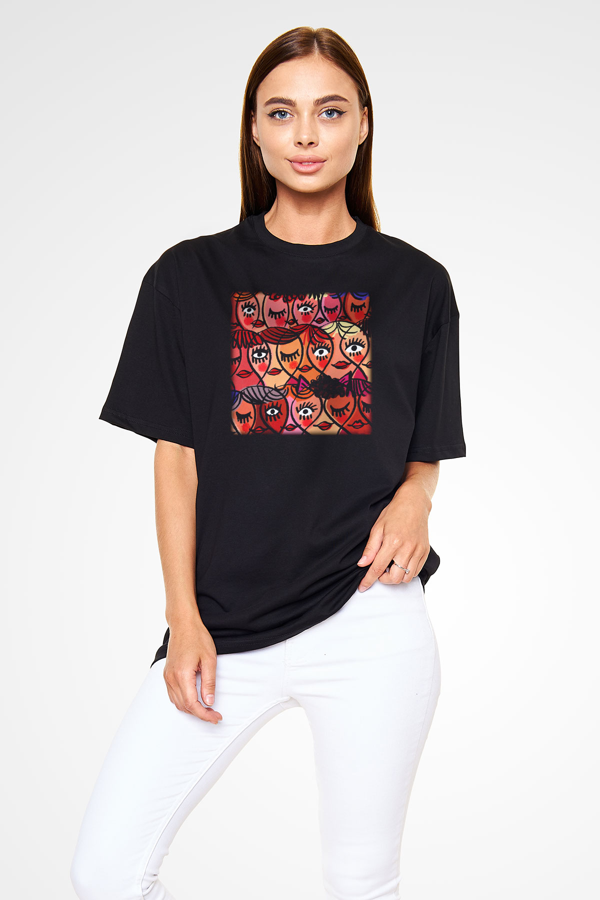 Dünya Kadınlar Günü Siyah Unisex Oversize Tişört T-Shirt