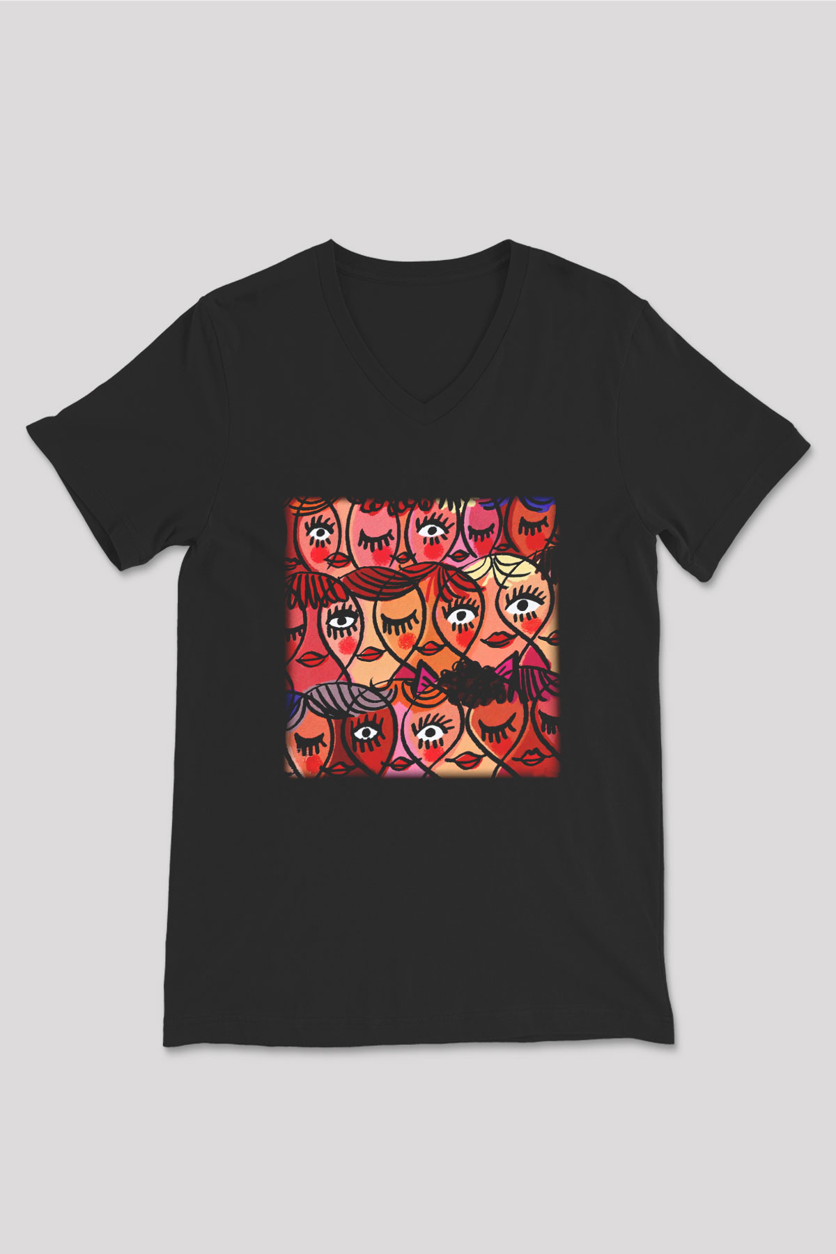 Dünya Kadınlar Günü Siyah Unisex V Yaka Tişört T-Shirt