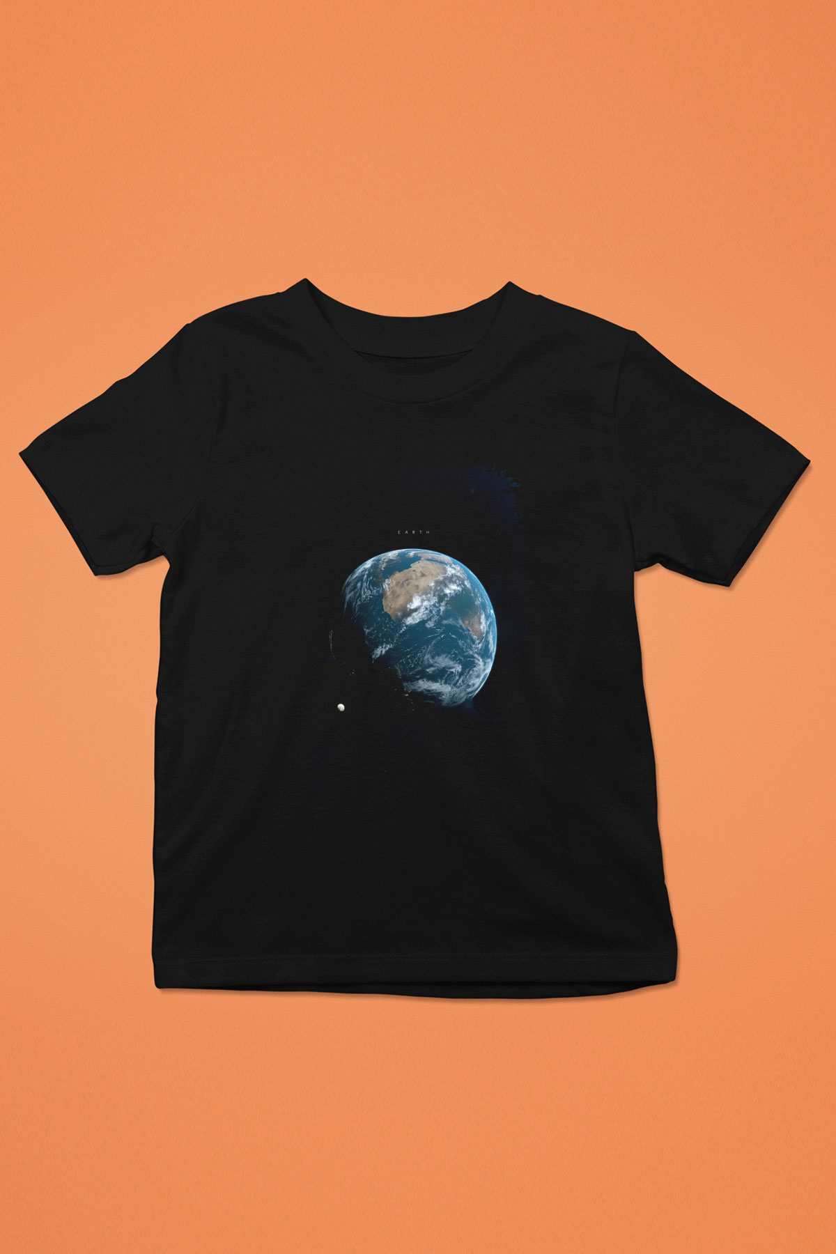 Dünya Renkli Fotoğraf Baskılı Unisex Siyah Çocuk Tişörtü - Tshirt