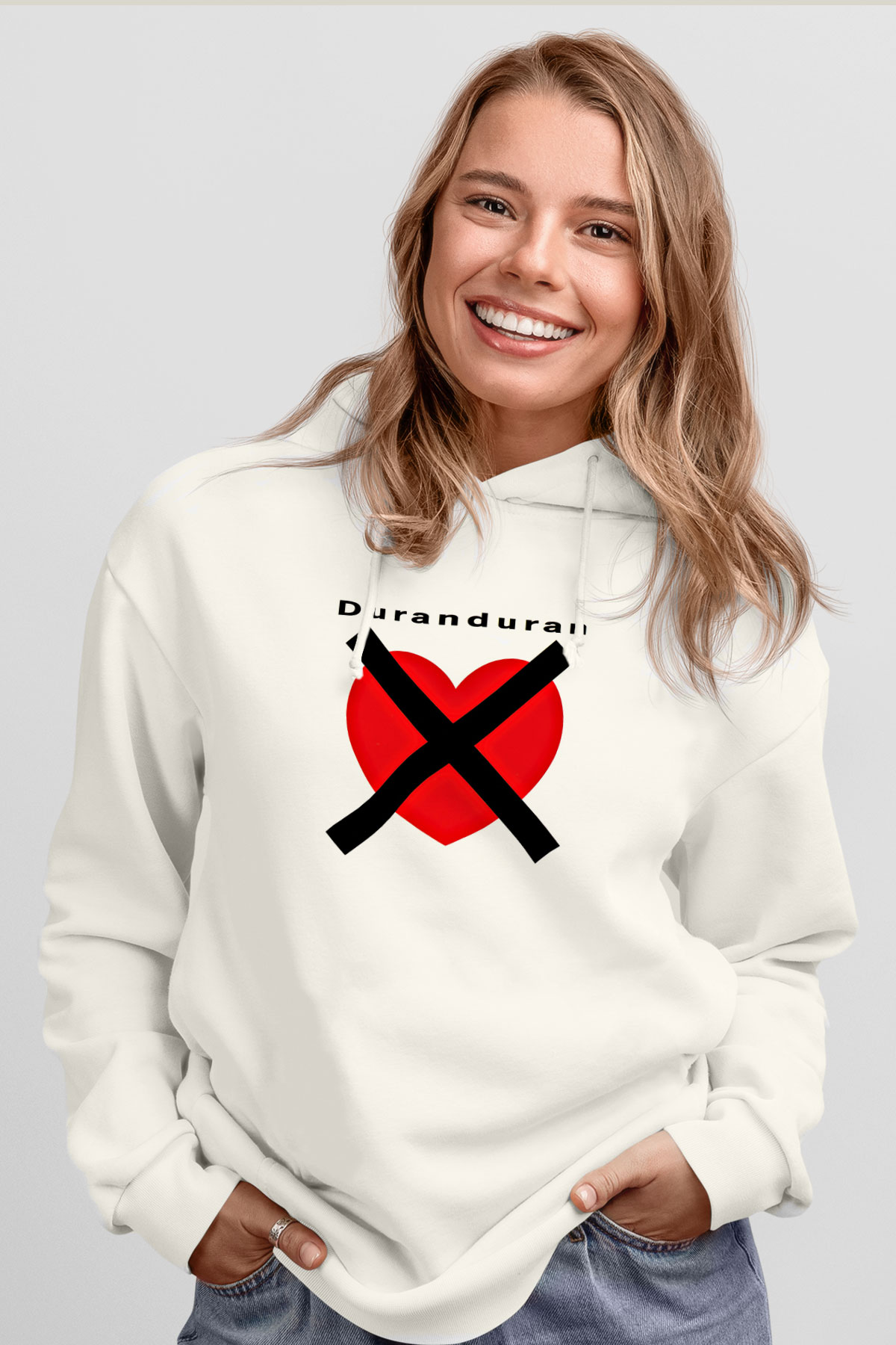 Duran Duran Baskılı Unisex Beyaz Hoodie