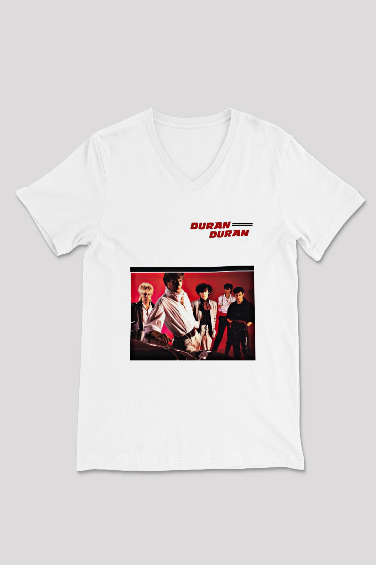 Duran Duran Baskılı Unisex Beyaz V Yaka Tişört