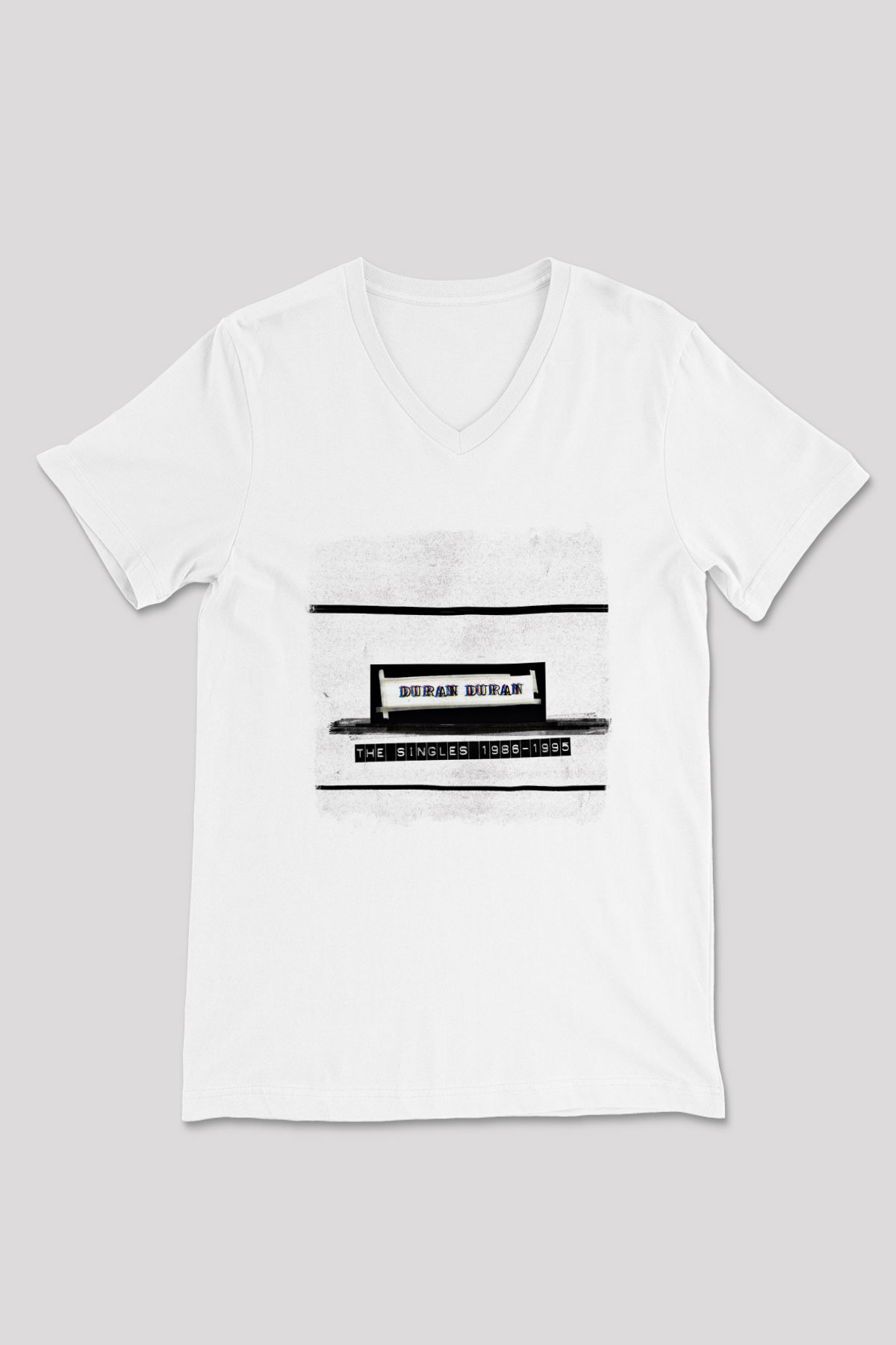 Duran Duran Baskılı Unisex Beyaz V Yaka Tişört