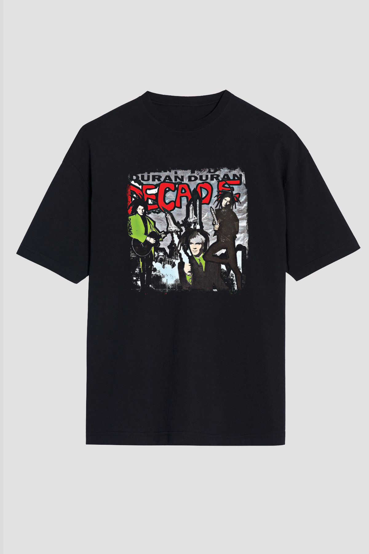 Duran Duran Baskılı Unisex Siyah Oversize Tişört