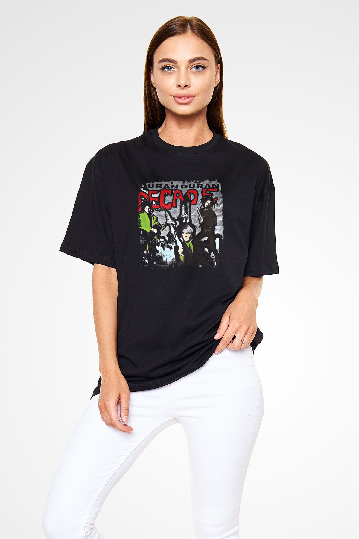 Duran Duran Baskılı Unisex Siyah Oversize Tişört