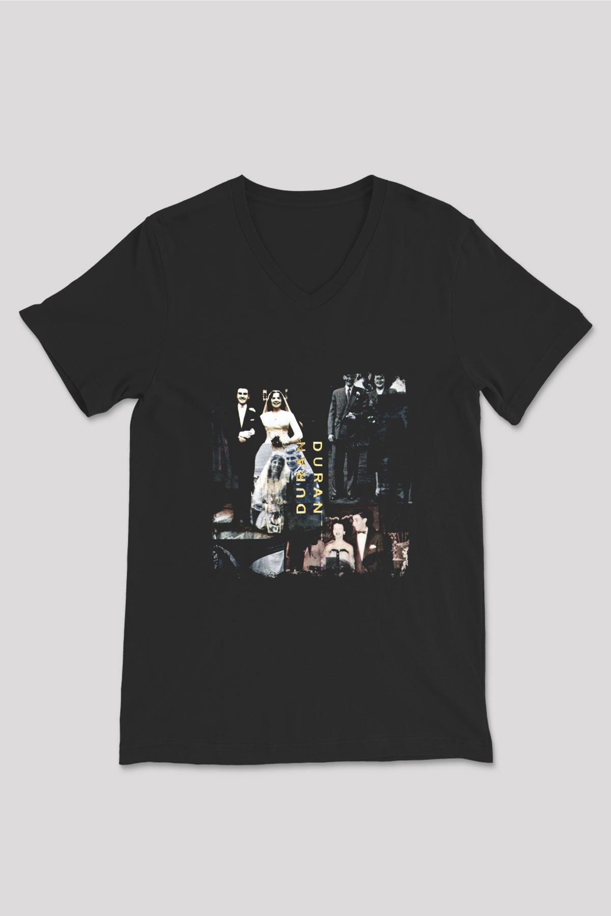 Duran Duran Baskılı Unisex Siyah V Yaka Tişört