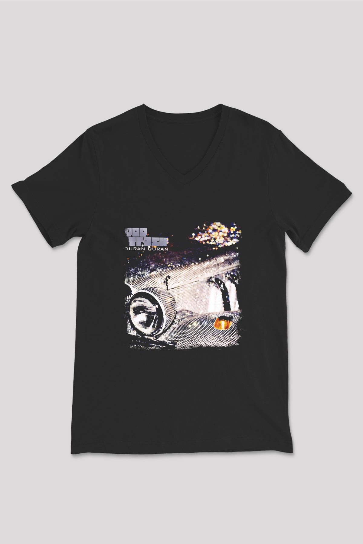 Duran Duran Baskılı Unisex Siyah V Yaka Tişört