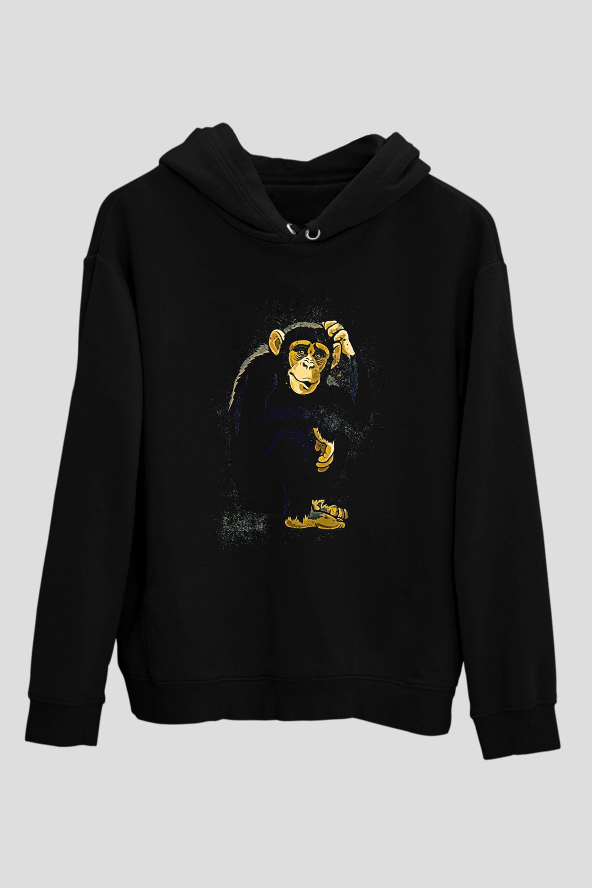 Düşünen Maymun Siyah  Unisex Hoodie