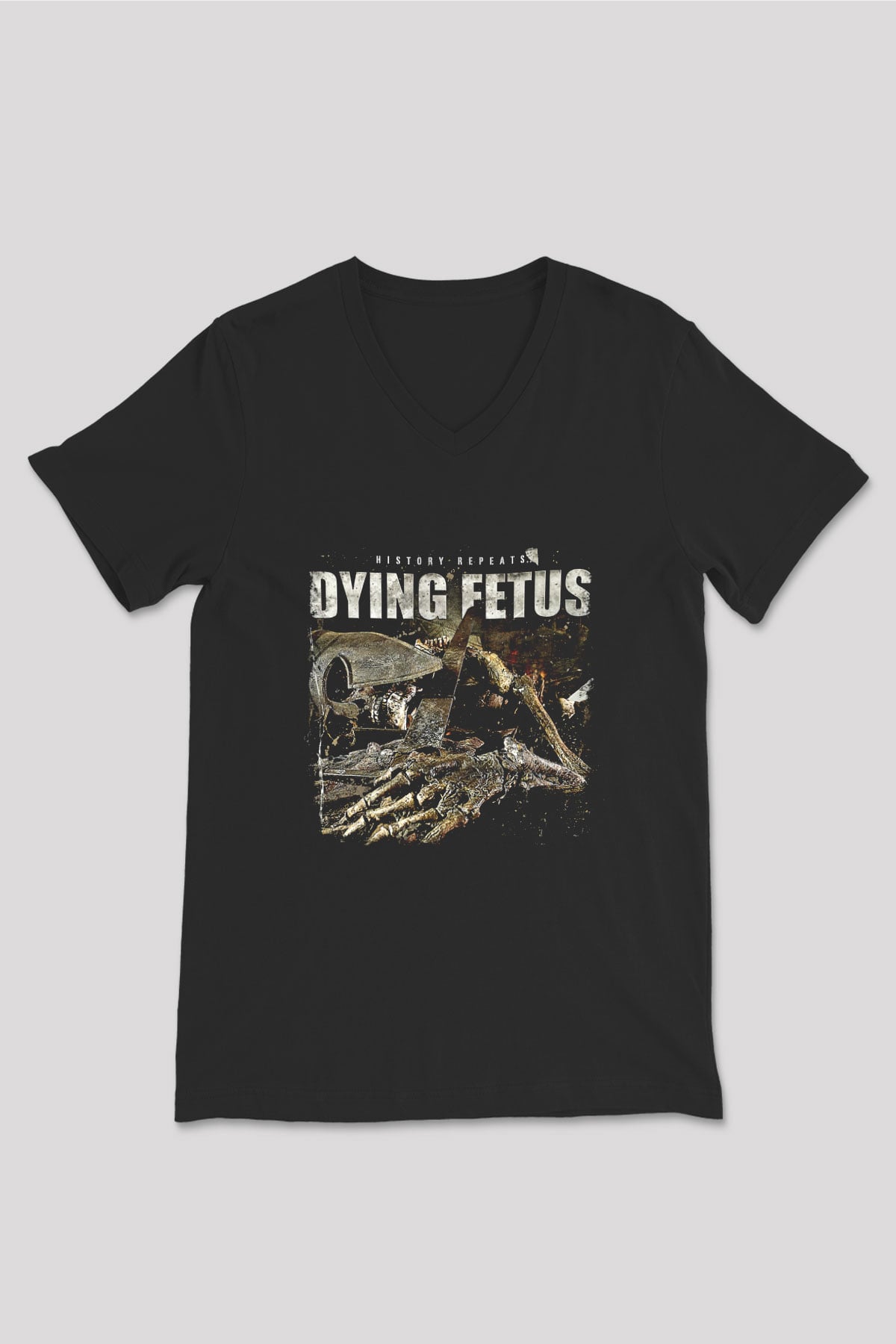 Dying Fetus Baskılı Unisex Siyah V Yaka Tişört