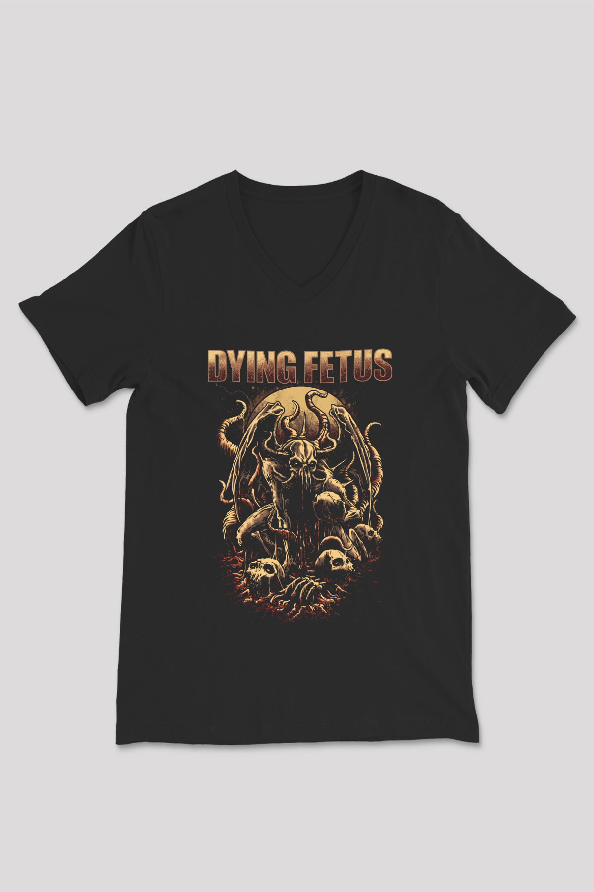 Dying Fetus Siyah Unisex V Yaka Tişört T-Shirt