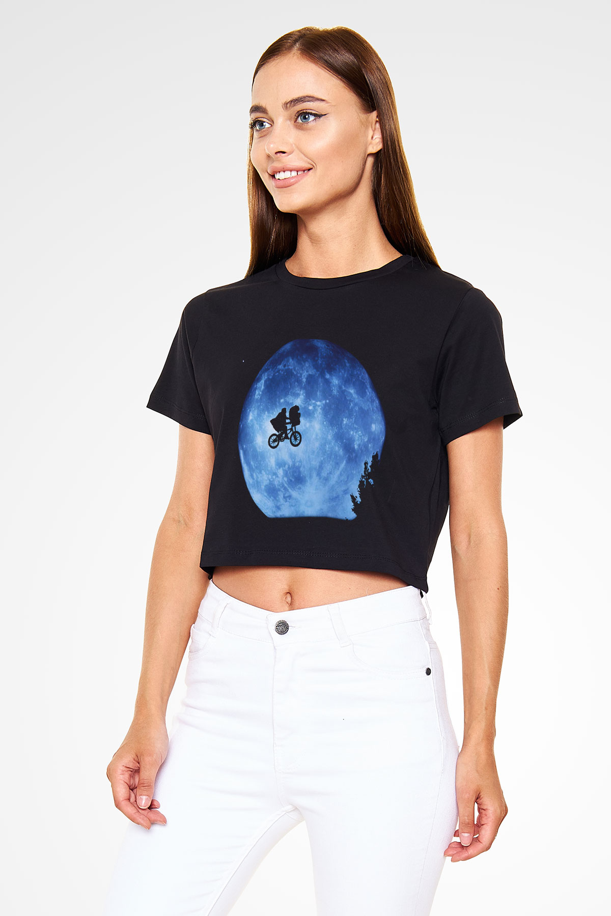 E.T. Siyah Crop Top Tişört
