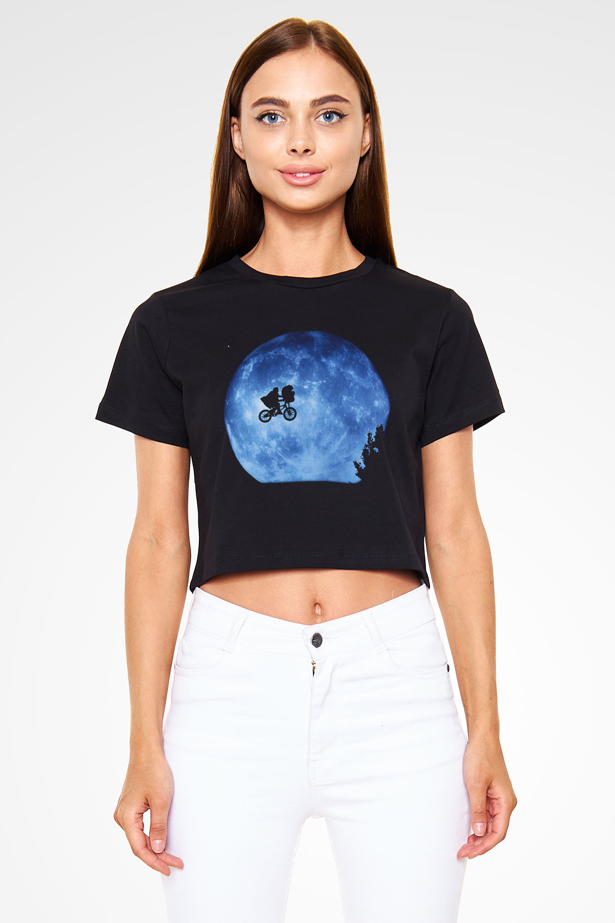 E.T. Siyah Crop Top Tişört