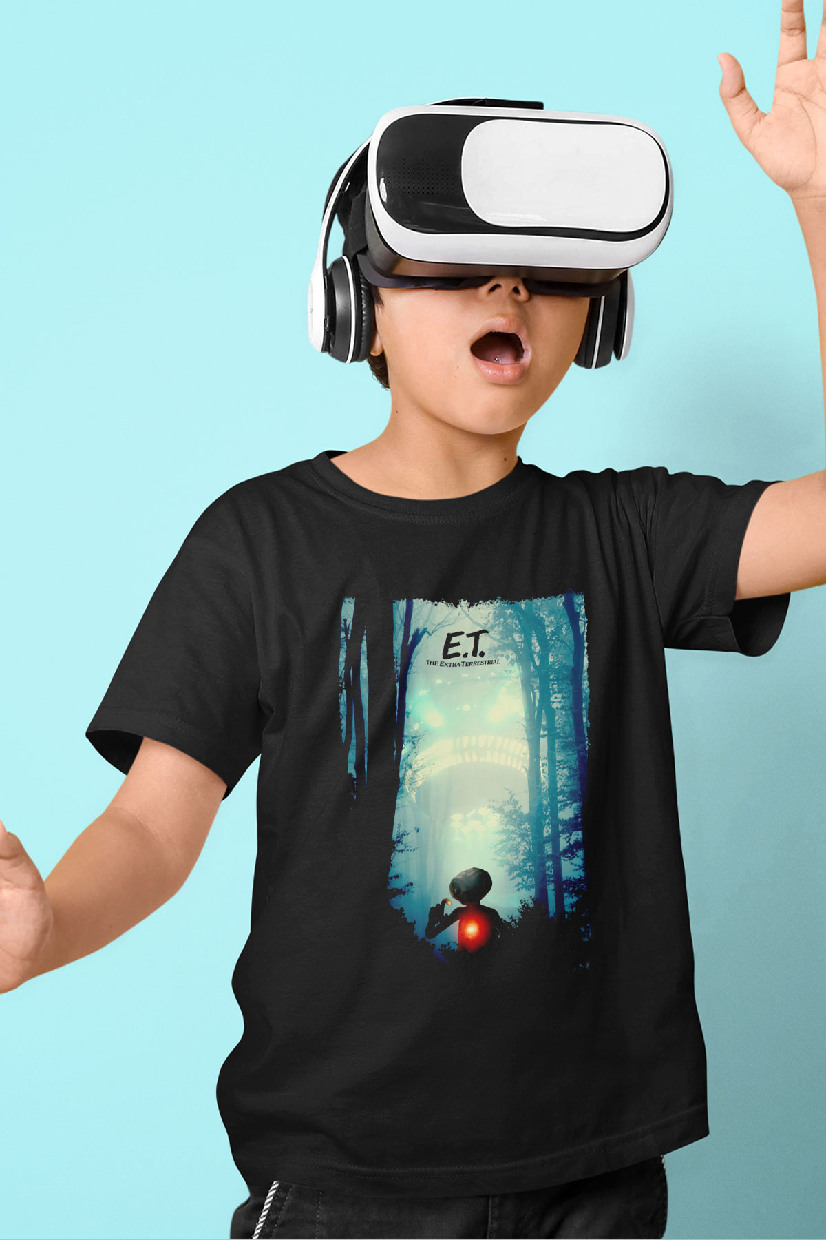 E.T. Siyah Unisex  Çocuk Tişört