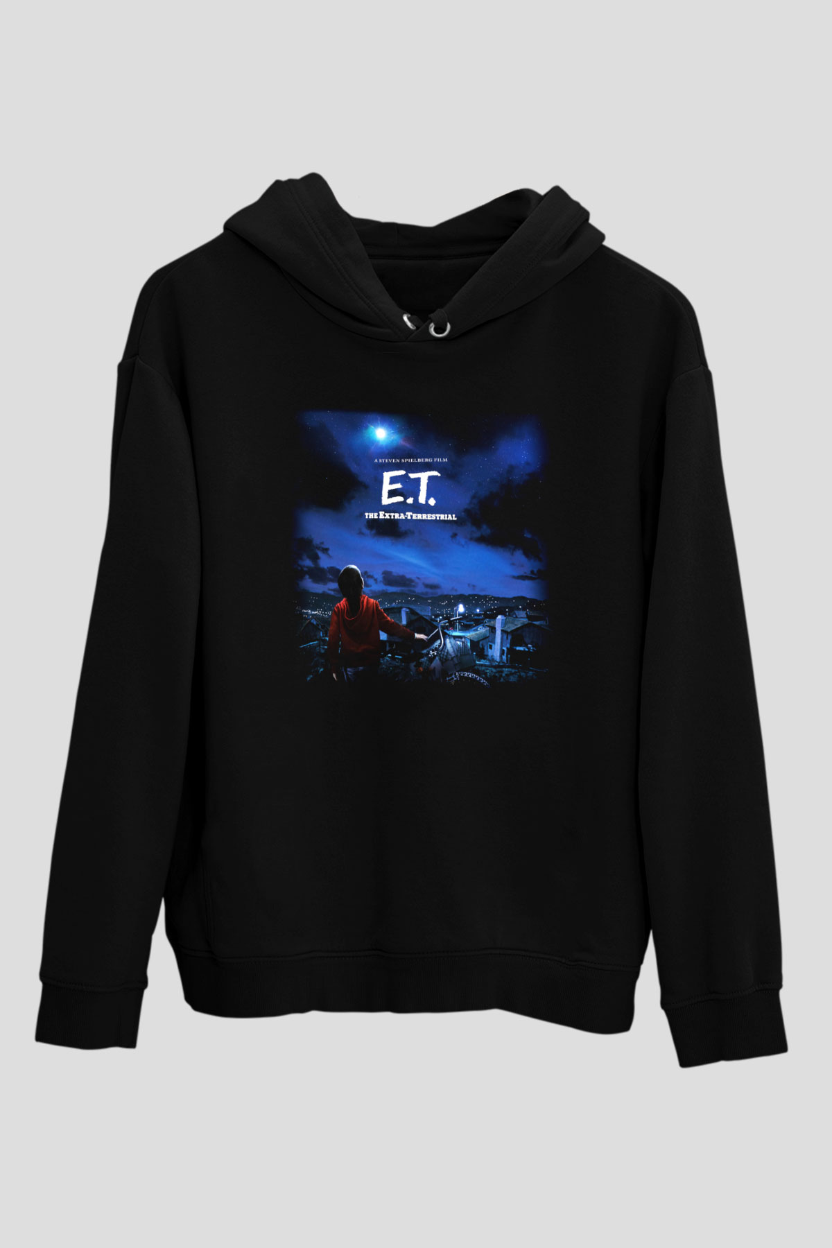 E.T. Siyah Unisex Kapüşonlu Sweatshirt