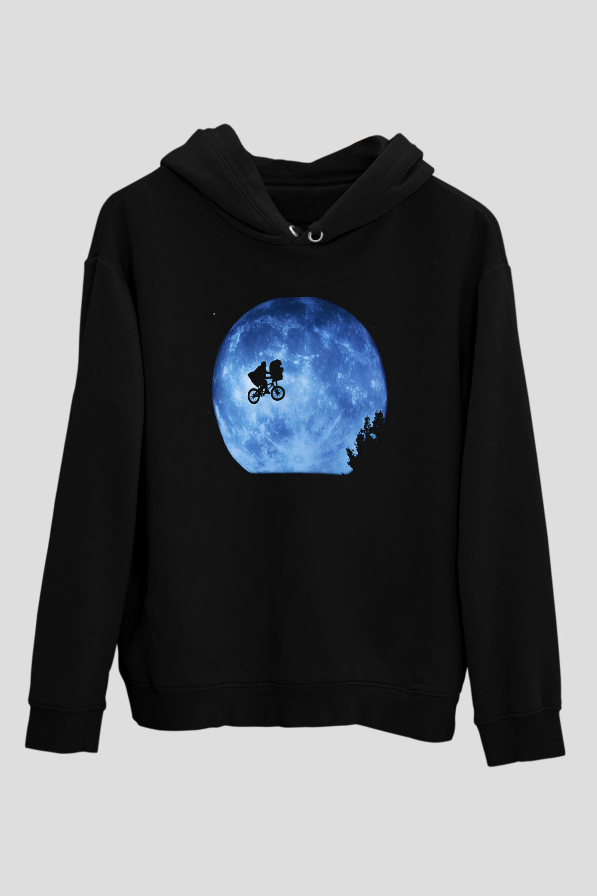 E.T. Siyah Unisex Kapüşonlu Sweatshirt