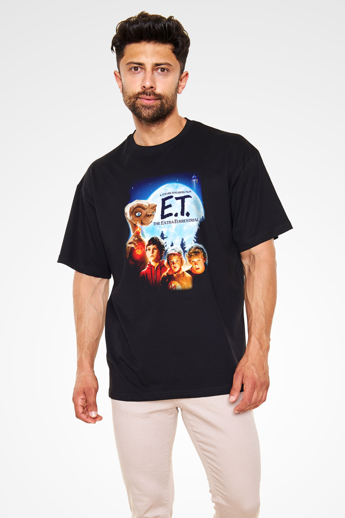E.T. Siyah Unisex Oversize Tişört