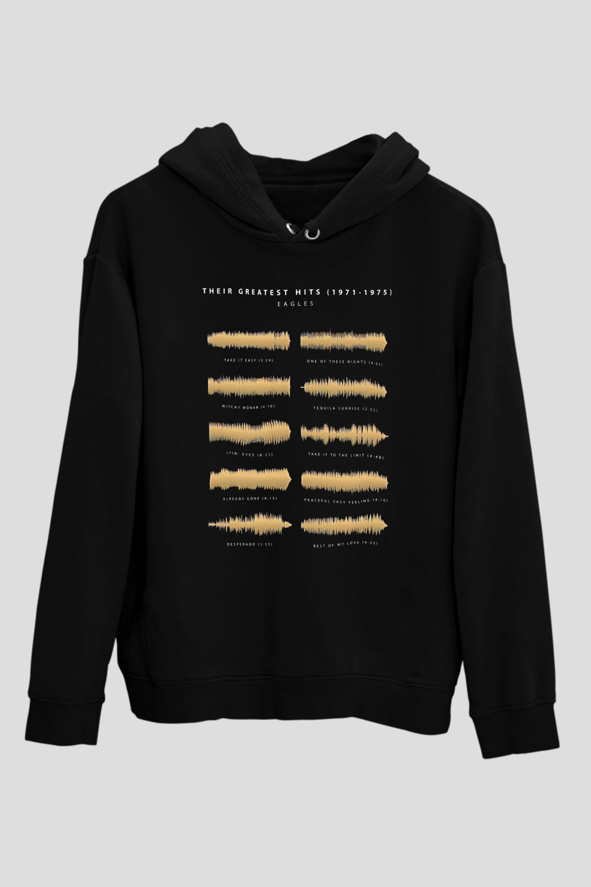 Eagles Baskılı Unisex Siyah Kapüşonlu Sweatshirt