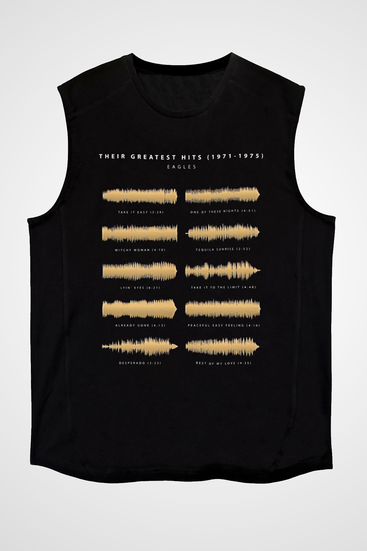 Eagles Baskılı Unisex Siyah Kolsuz Tişört - Tshirt
