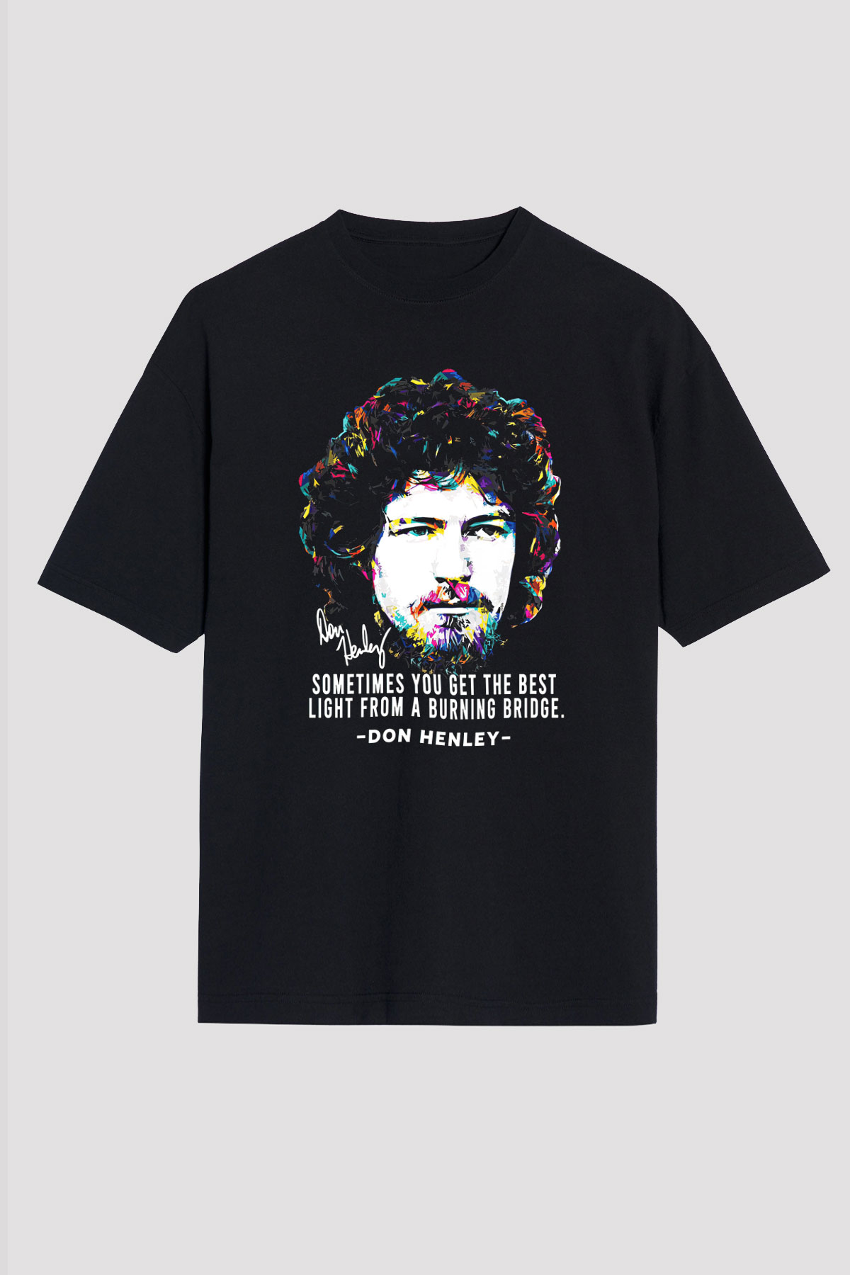 Eagles Baskılı Unisex Siyah Oversize Tişört - Tshirt