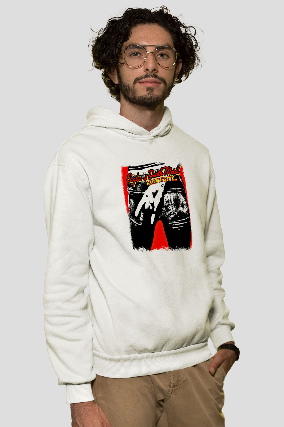 Eagles of Death Metal Baskılı Unisex Beyaz Hoodie