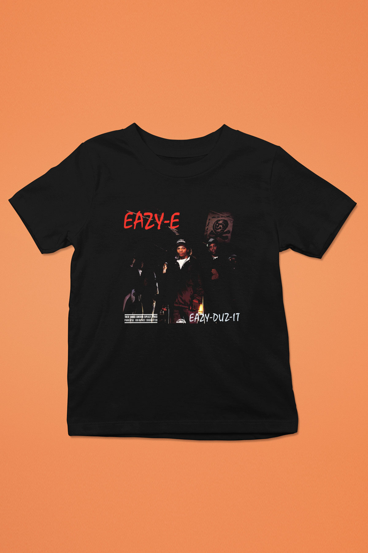 Eazy-E Baskılı Siyah Unisex Çocuk Tişört