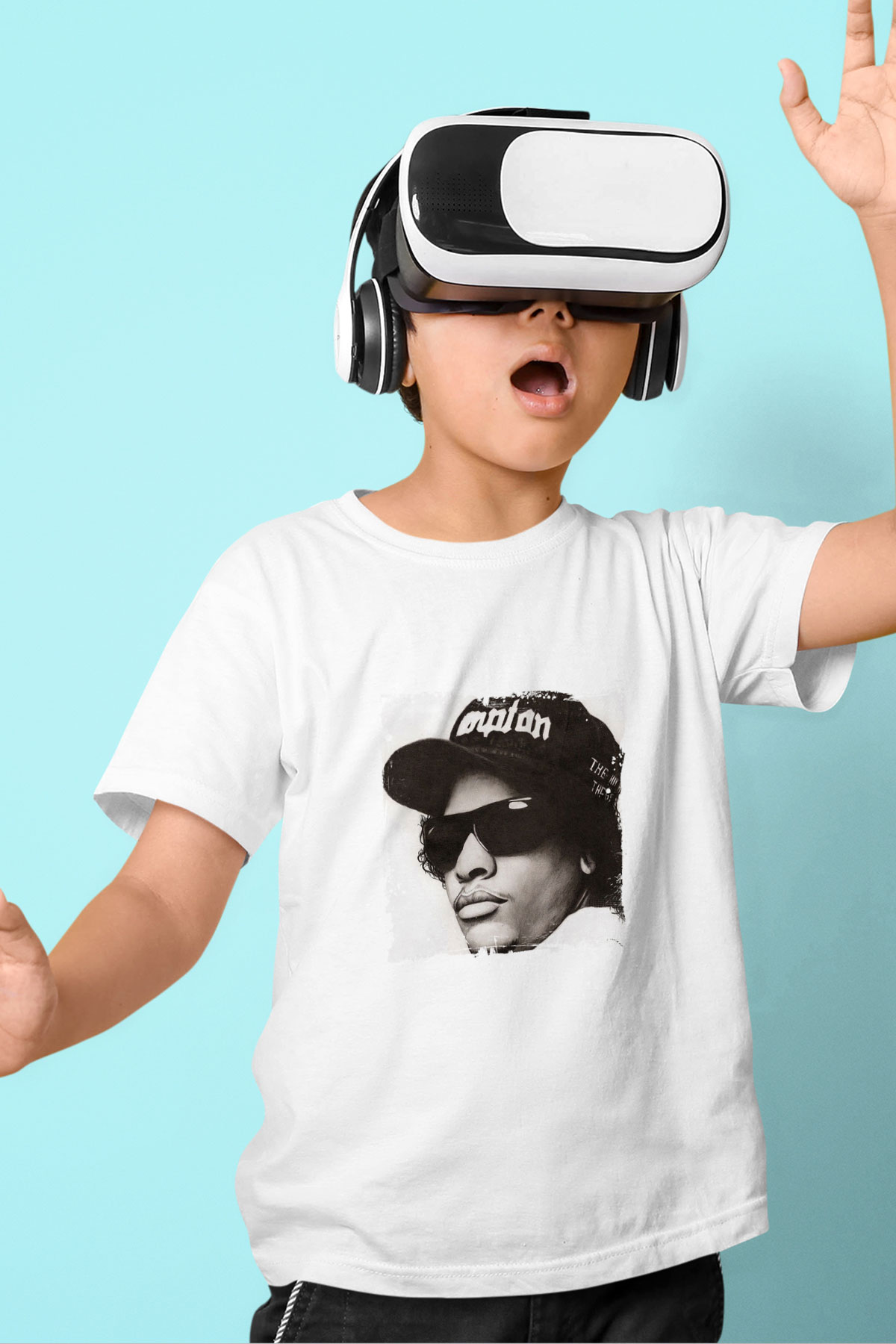 Eazy-E Baskılı Unisex Beyaz Çocuk Tişört